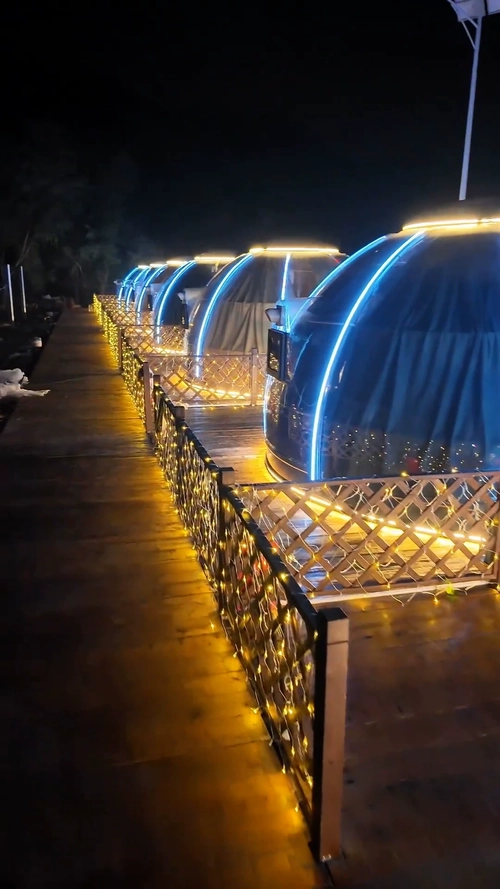Luxury glamping dome suite with panoramic view